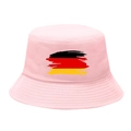 Stylish pink bucket hat with a unique brush-stroke German flag print for outdoor sun protection - M / 7# Paintbrush Flag - Light Pink