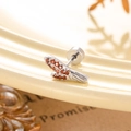 Unique silver pistol stud earring with micro-set orange zircon and titanium steel finish - Handgun Shape (A415-2#) / Silver Red