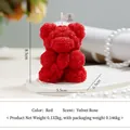 Red rose bear scented candle with ribbon, velvet rose fragrance, size 8.5x6.5x5.5cm - Large Bouquet Rose Bear / Red / Velvet Rose