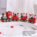 Red wooden Christmas train set with Santa Claus and Snowman festive table decoration - Train / Cartoon