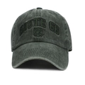 Dark grey washed denim baseball cap featuring vintage Route 66 shield embroidery - Army Green / Adjustable
