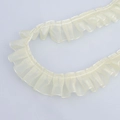 Off-white pleated organza lace trim with translucent texture for DIY garment sewing - 2.5cm Wide / 84# Yellow Encrypted