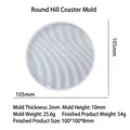 Silicone wave coaster mold with 105mm diameter and hill texture for resin casting - Round Mountain Coaster Mold