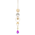Golden tree of life sun catcher with green stones and purple crystal prism pendant - Green Aventurine Tree of Life