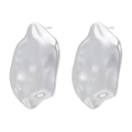 Macro shot of silver liquid metal texture earrings with irregular wavy lava design - VE1451 Irregular Lava / Silver