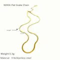 Detailed specs of 3mm gold flat snake chain necklace made of 316L stainless steel - Gold Short Flat Snake Chain