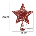 Red glitter Christmas star tree topper dimensions width 25cm height 27cm thickness 5cm - 25cm / Red