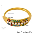 Gold stainless steel adjustable ring with colorful zircons and pearl accents - US 7 / Gold Multicolor Zircon