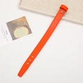 Detail of orange faux leather wrist strap with metal rivets and premium stitched texture - Without Rivets / Orange Red