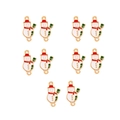 Set of 10 snowman enamel charms in red and green for DIY Christmas jewelry making - Snowman Type B (7#)
