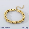 Bracciale a catena cubana da 8mm in acciaio inossidabile placcato oro 18k uomo e donna - Stile Texture Twist Oro (KB203017-Z) / Oro