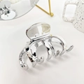 Silver metallic shark hair claw clip for thick hair with a sleek polished finish - 10.5cm / Silver