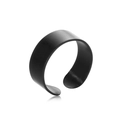 Close-up of minimalist matte black wide open ring with adjustable smooth finish - Matte Black Wide Band
