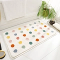 Tappetino da bagno assorbente rettangolare con pois colorati su peluche color crema - Sogno Incantato / 50*80cm