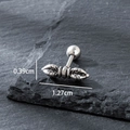 Silver skull snake piercing stud with 1.27cm intricate totem design on stone background - Vajra Totem Style (S439)