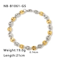 Pulsera de cadena de eslabones bicolores de acero inoxidable oro y plata con cierre langosta - Oro y Plata - Estilo Fino (NB-B1061-GS) / Ancho 0.74cm / Largo 21cm
