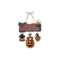 Decorazione porta Halloween in legno con teschi e zucche per l'atmosfera di festa - Stile Happy Halloween