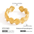 Adjustable 18K gold plated stainless steel ring with elegant shell wave texture - JZ21560-Sea Shell Texture Band