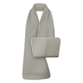 Waterproof adult bib in soft grey flannel with durable reinforced white hem piping - Single Layer / Gray