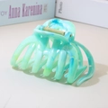 Light green marbled ABS shark hair claw clip with golden metal spring for thick hair - #8abs Blue-green - Octopus / Bulk (No Packaging)
