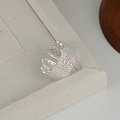 S925 Sterlingsilber Ring mit Spitzen-Mesh-Textur und unregelmäßigen Wellenkanten - 925 Silber/Offen Verstellbar / Silber