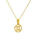 18K gold plated titanium necklace with circular cutout Gemini zodiac sign pendant - Gemini (SP641G-3)