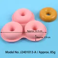 Pink 3-cavity round silicone cake mold, 22.5cm diameter for DIY baking and pastries - 3-Cavity Donut / Pink