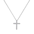 S925 sterling silver cross pendant necklace with white opal and pearl stones - Silver Prong-Set 11-Zirconia Cross