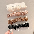 Set of 4 high elasticity satin scrunchies in cream, pink, bronze, and black colors - 2# Maillard Scrunchie