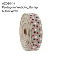 Faux linen 6.3cm ribbon roll featuring patriotic red white and blue star patterns - 6.3cm Width Burlap Color White Red Blue Star Ribbon