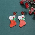 Sparkly Christmas stocking earrings with festive red white and green glitter finish - Red Green Gold Powder Christmas Stocking Style (3579)