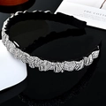 Baroque wide headband with black pleated fabric and shimmering crystal rhinestones - 1.5cm Narrow / Crystal White + White Rhinestone (Narrow)