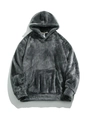 Thick grey polar fleece hooded sweatshirt with kangaroo pocket and loose fit - S / Dark Gray