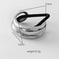 Sleek silver minimalist U-shaped hair tie, 5.0cm polished metal accessory in bright finish - Silver Double Layer