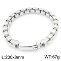 Bracciale da uomo a catena box in acciaio inossidabile argento, 230x8mm con fibbia - 23CM / Color Acciaio