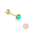 Vintage 925 sterling silver turquoise screw ball ear stud with gold finish piercing - Single Piece / 18K Gold