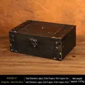 Vintage gray-brown wooden storage box with antique metal lock and 23.5x16x9cm dimensions - Retro Storage Box - Style B Gray-brown