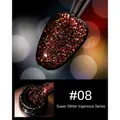 Sparkling reflective glitter gel nail polish in shade #08 with multi-color shimmer effect - 8ml / Colorful Cocoa Brown