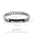 20.5cm stainless steel Cuban link bracelet for men with curved bar and 34g weight - Silver Carbon Fiber (W-4-3)