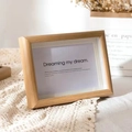 Minimalist natural wood 3D deep shadow box frame with white mat for tabletop display - Natural Wood Color