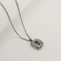 Polished gunmetal bubble letter D pendant necklace on a delicate steel link chain - Letter D / Silver