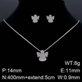 Set gioielli angelo minimalista argento con collana e orecchini a perno con parametri - Color Acciaio (KS130755-KFC)