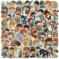 50pcs healing cartoon stickers featuring kids hugging animals for laptops and water bottles - Kid Hugging Animal (SJS246) / 55 Sheets