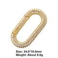 Macro shot of oval gold screw clasp with cubic zirconia pave and detailed measurements - Style 54: Copper Micro-set Zircon Connecting Clasp