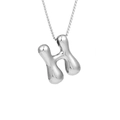 Polished silver 3D puffed letter H pendant necklace with minimalist curb chain - Letter H (Pendant Only)