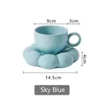 Sky blue ceramic macaron sunflower coffee cup and cloud saucer set with glossy finish - Sky Blue