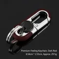 Business metal keychain in dark red matte finish with dual rings, size 6.54cm x 2.55cm - No Logo / Dark Red