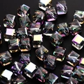 Rainbow AB crystal cube beads with faceted surface for DIY jewelry making - Slanted Hole Phantom Purple