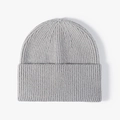 Classic grey knitted beanie with ribbed texture and folded cuff for winter outdoor warmth - Adjustable / Light Gray