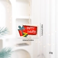 Red metal Happy Holidays ornament with festive gift box charms and hemp rope hanging loop - Gift Letter Sign